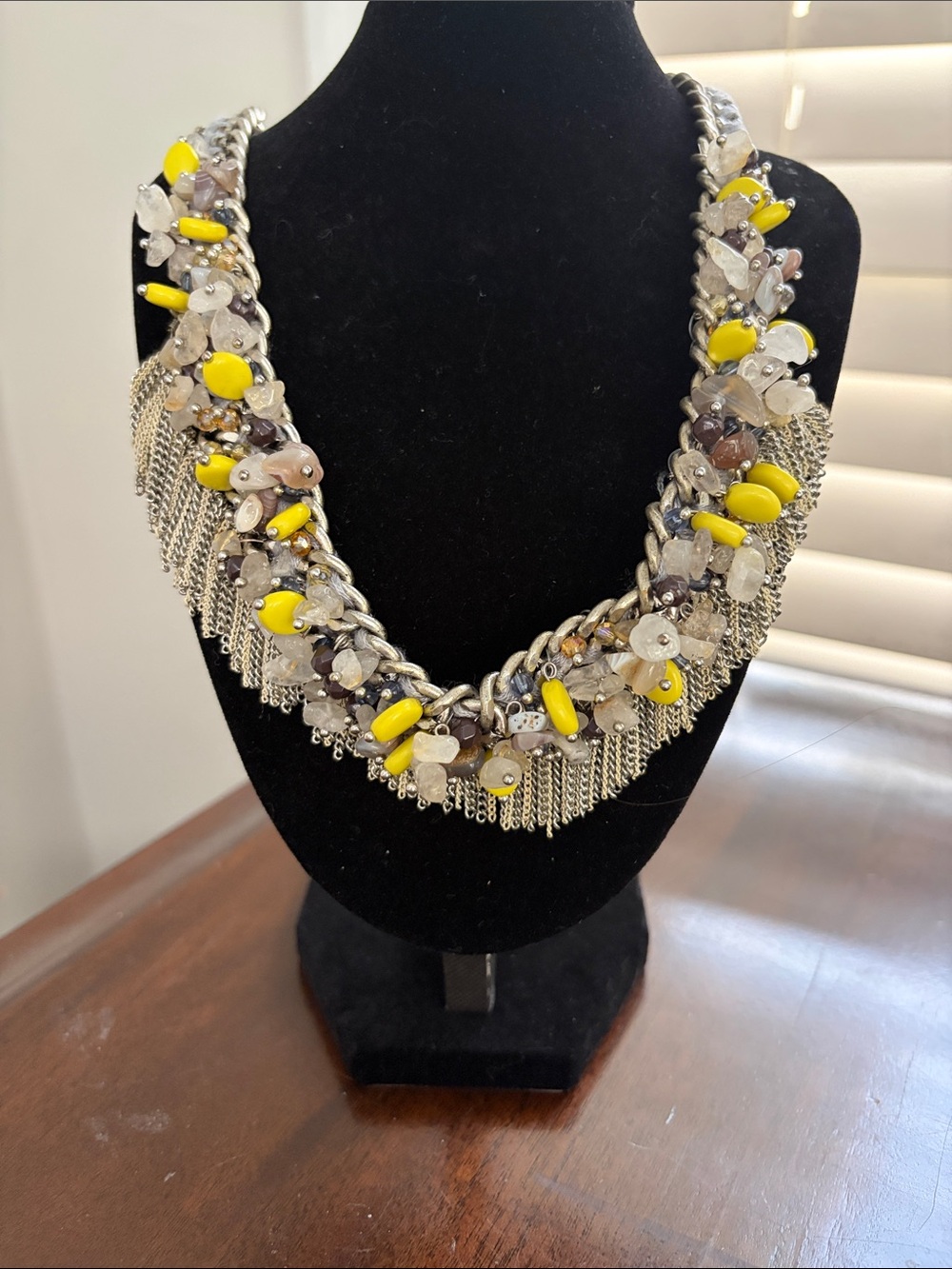 Zara Yellow & Silver Statement Necklace - Women Jewelry